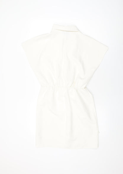 ASOS Womens White Polyester Shift Size 10 Collared Pullover