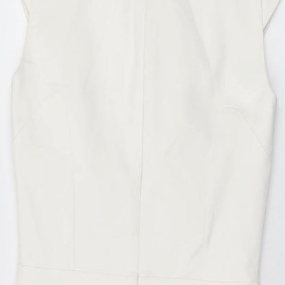 French Connection Womens White Cotton Bodycon Size 10 V-Neck Zip