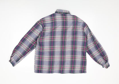 Cotton Traders Womens Purple Plaid Cotton Basic Button-Up Size 12 Collared