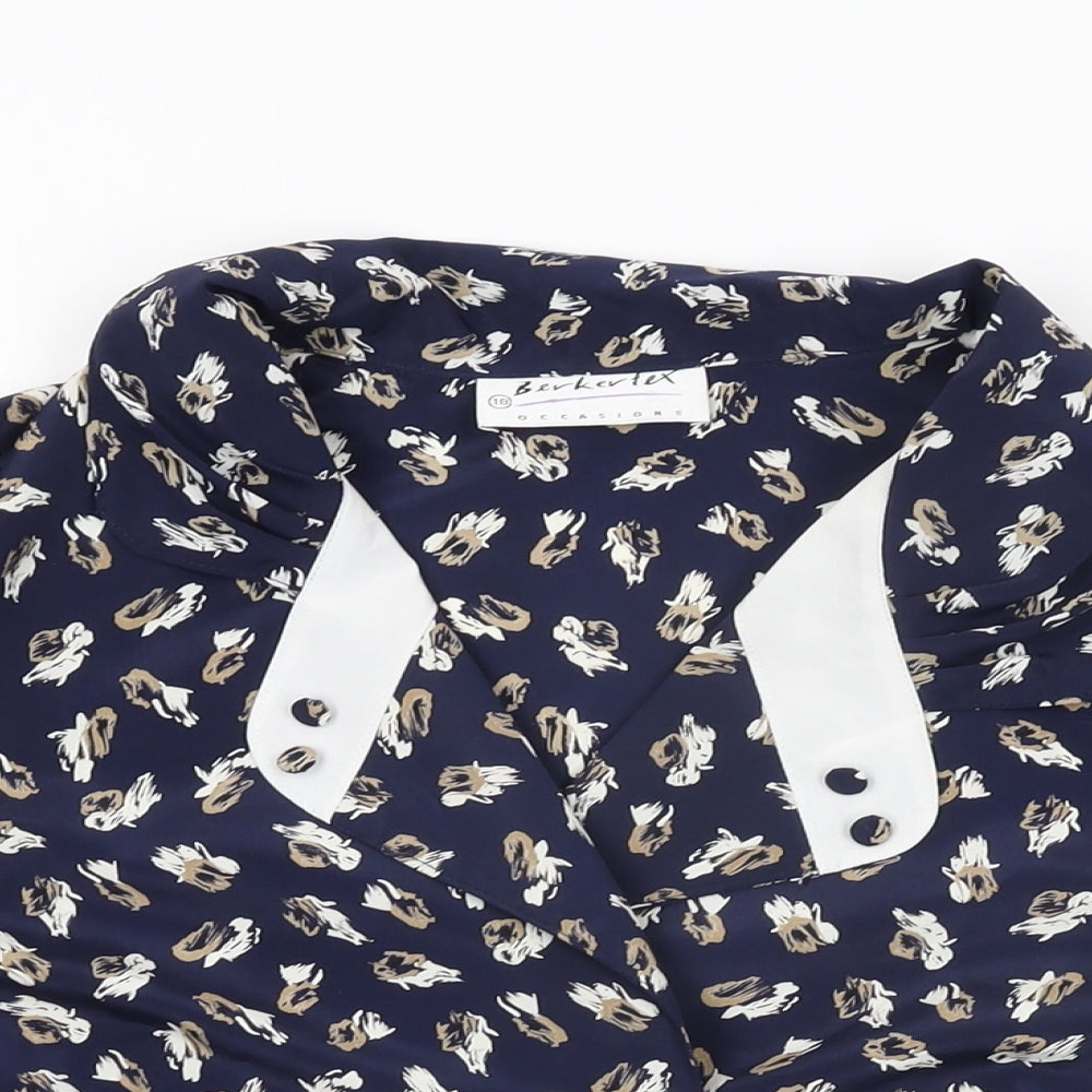 Womens UK Size 18 Berkertex Blue Basic Button-Up