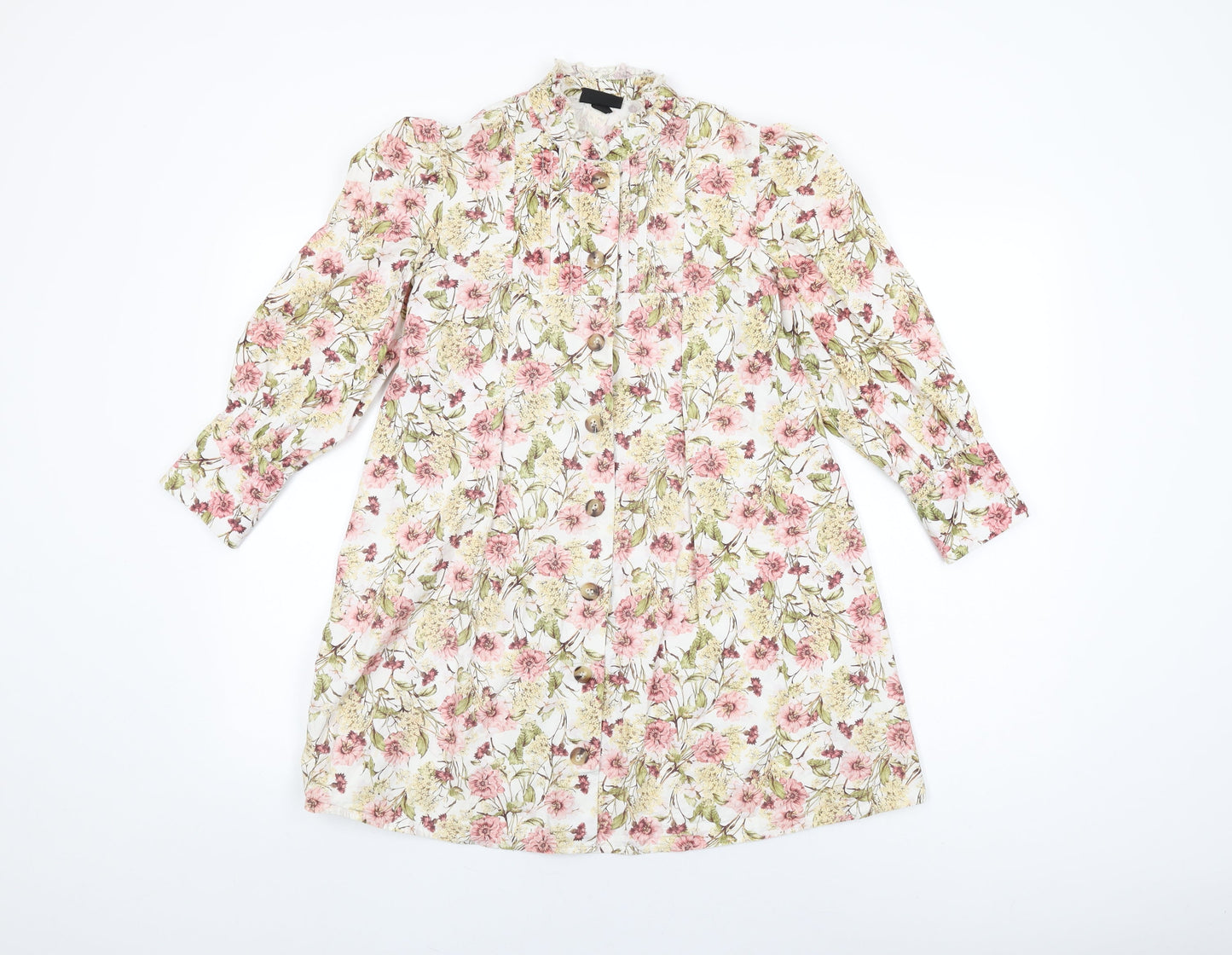 Womens UK Size 8 Topshop White Basic Button-Up