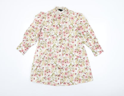 Womens UK Size 8 Topshop White Basic Button-Up