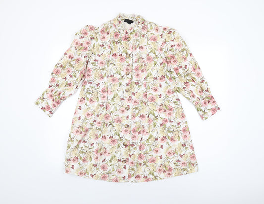 Womens UK Size 8 Topshop White Basic Button-Up