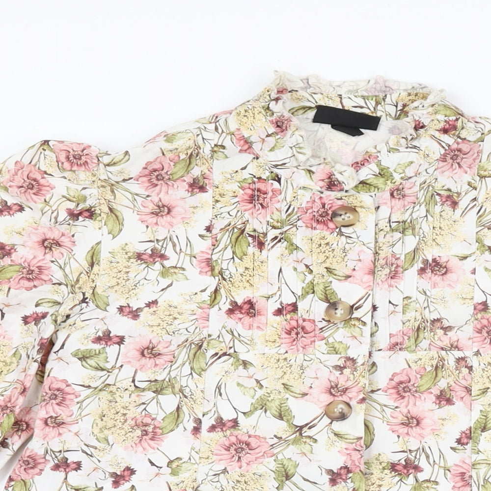 Womens UK Size 8 Topshop White Basic Button-Up