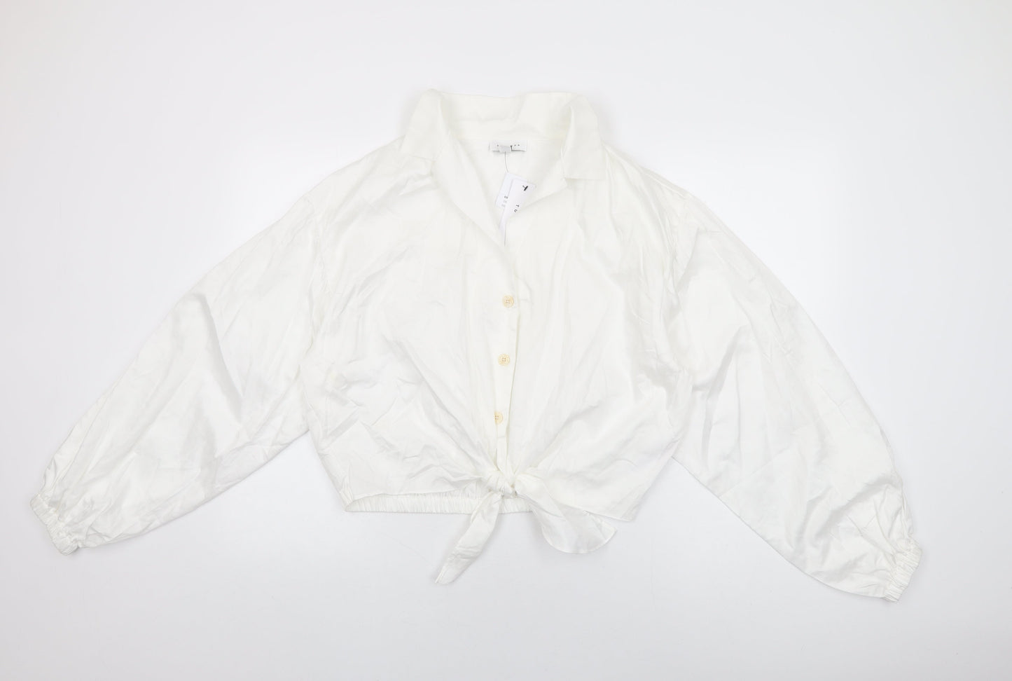 Womens UK Size 16 Topshop White Basic Button-Up