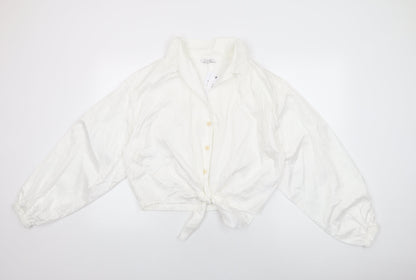 Womens UK Size 16 Topshop White Basic Button-Up