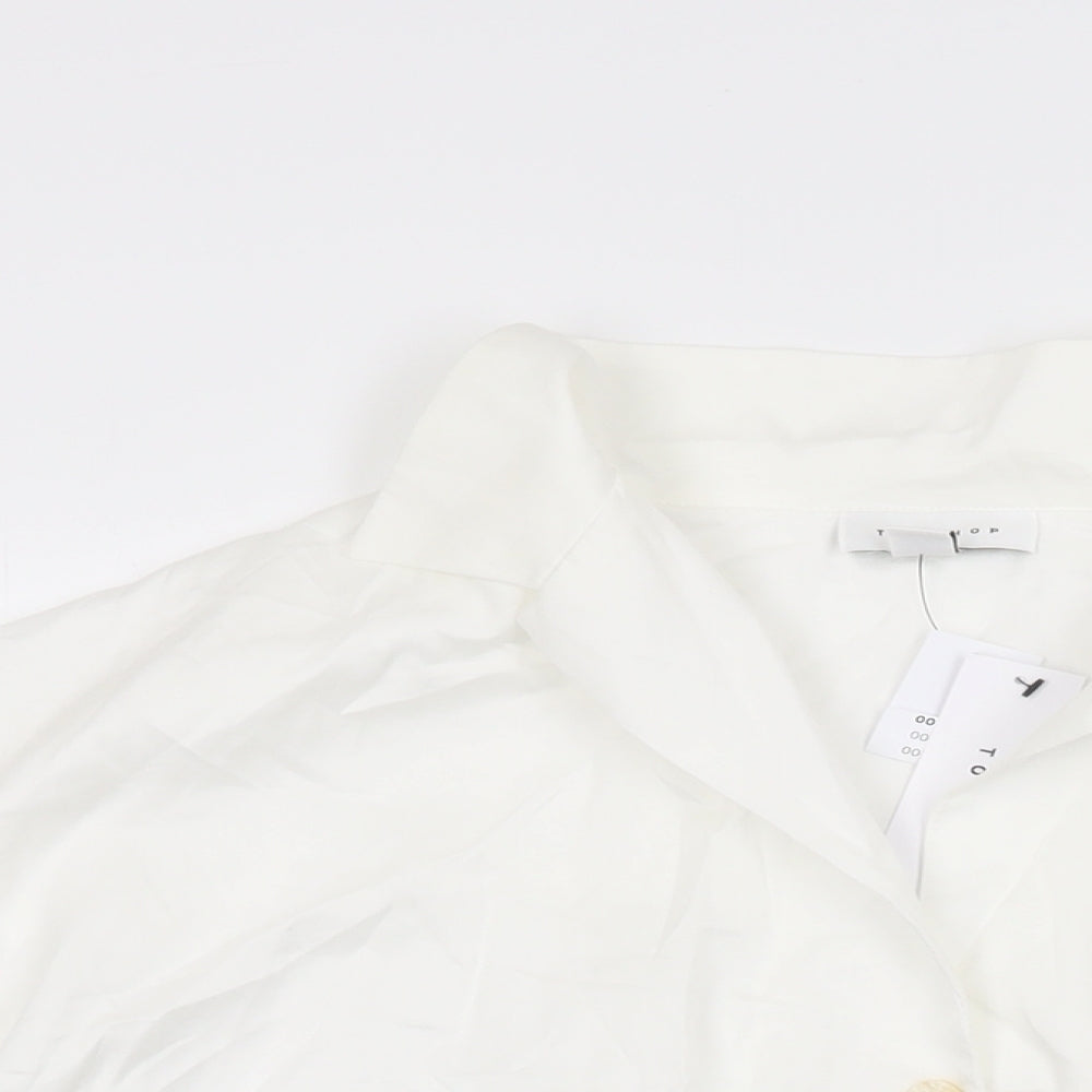 Womens UK Size 16 Topshop White Basic Button-Up