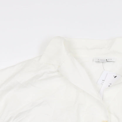 Womens UK Size 16 Topshop White Basic Button-Up