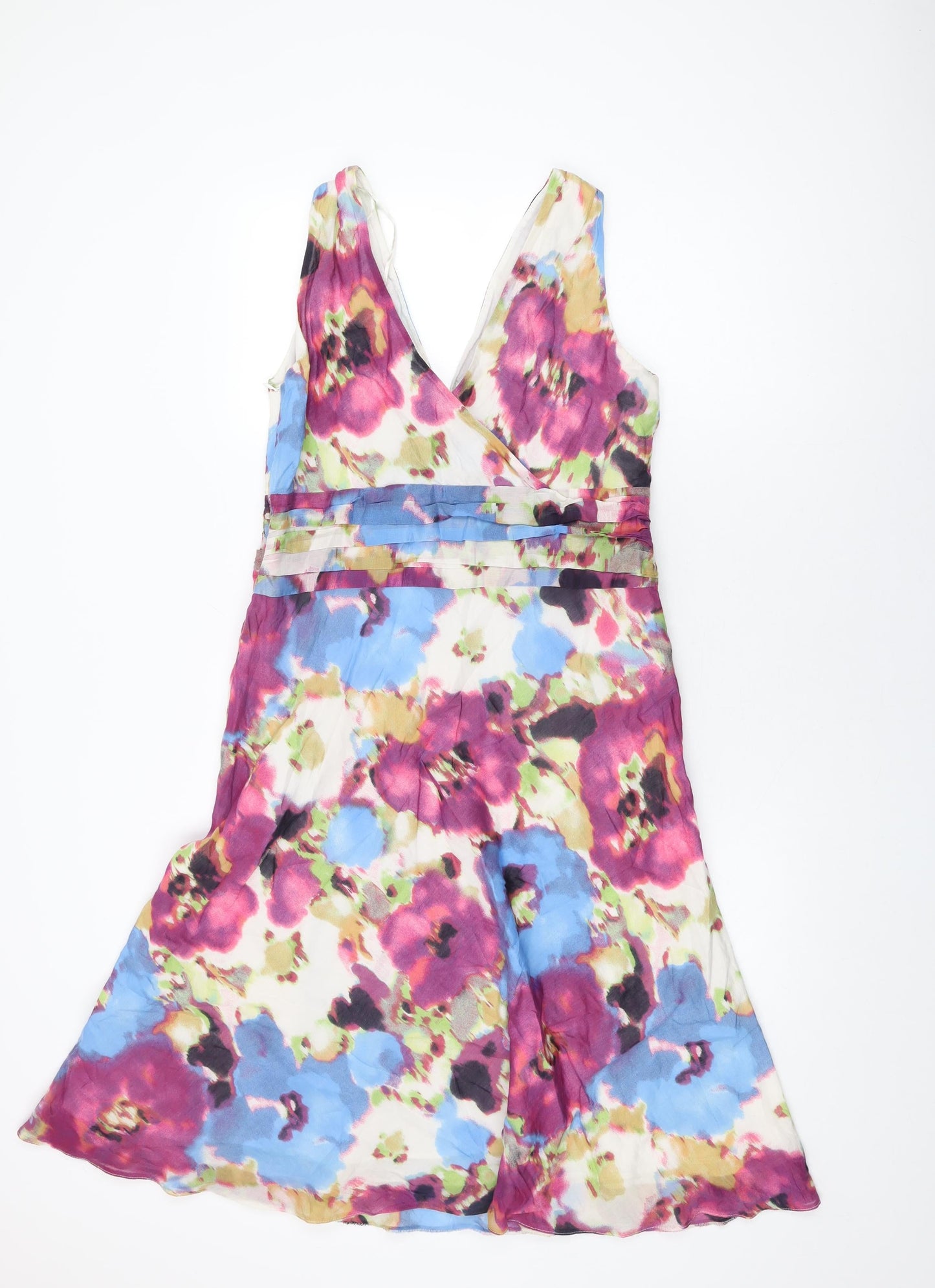 Pepperberry Womens Multicoloured Geometric Cotton A-Line Size 14 V-Neck Zip