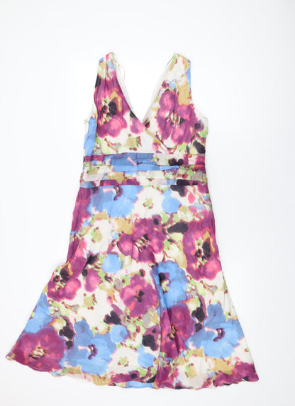 Pepperberry Womens Multicoloured Geometric Cotton A-Line Size 14 V-Neck Zip