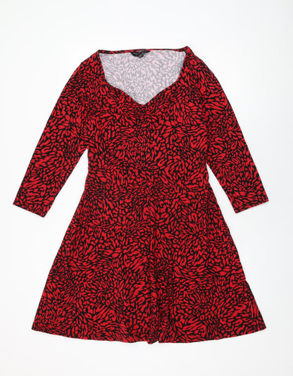 Dorothy Perkins Womens Red Geometric Cotton A-Line Size 14 Sweetheart Pullover