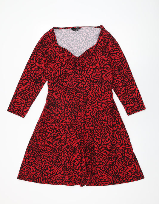 Dorothy Perkins Womens Red Geometric Cotton A-Line Size 14 Sweetheart Pullover