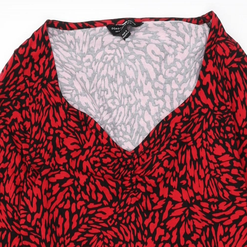 Dorothy Perkins Womens Red Geometric Cotton A-Line Size 14 Sweetheart Pullover