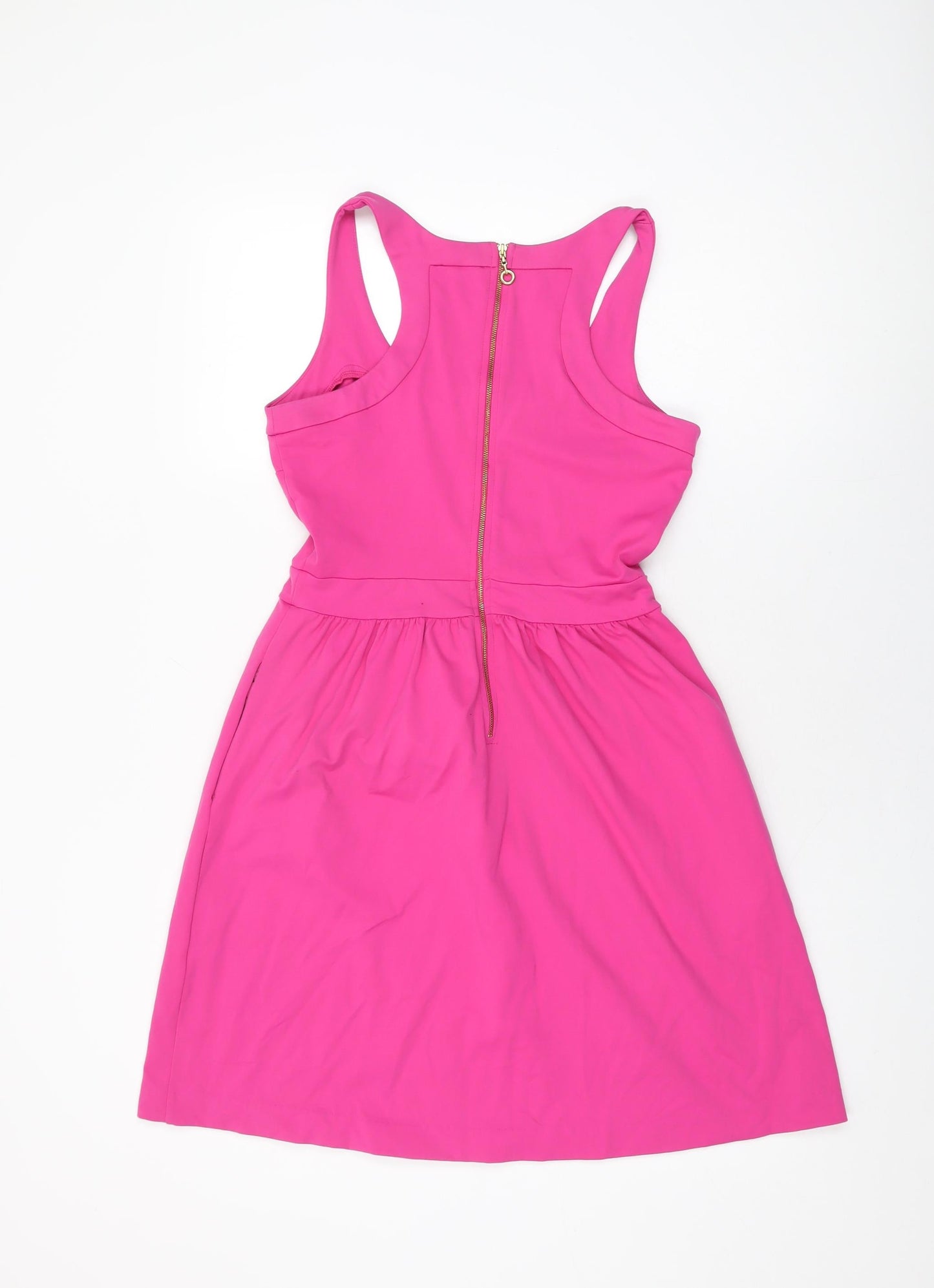 Cynthia Rowley Womens Pink Nylon Skater Dress Size S Scoop Neck Zip