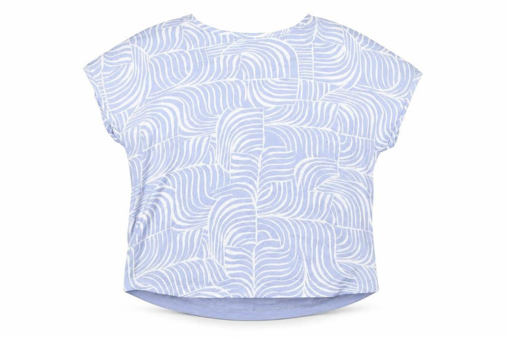 Marks & Spencer Womens Blue Geometric Polyester Basic Blouse Size 14 Round Neck