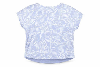 Marks & Spencer Womens Blue Geometric Polyester Basic Blouse Size 14 Round Neck