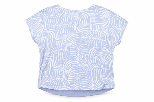 Marks & Spencer Womens Blue Geometric Polyester Basic Blouse Size 14 Round Neck