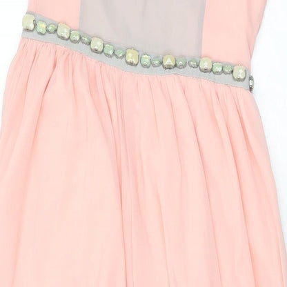 Boohoo Womens Pink Polyester Maxi Size 8 V-Neck Pullover