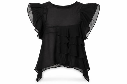 Zara Womens Black Polyester Basic Blouse Size M Round Neck