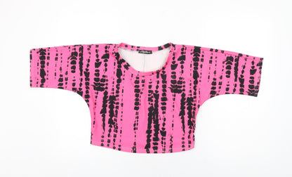 Womens UK Size M Stylewise Pink Cropped T-Shirt