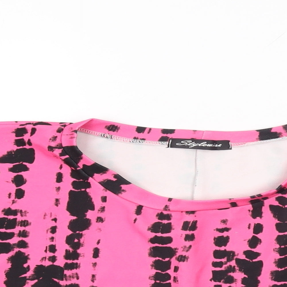 Womens UK Size M Stylewise Pink Cropped T-Shirt
