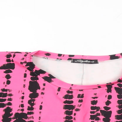 Womens UK Size M Stylewise Pink Cropped T-Shirt