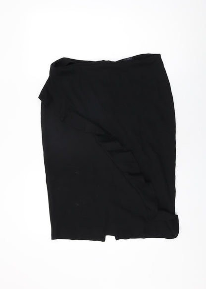 Marks and Spencer Womens Black Viscose Straight & Pencil Skirt Size 16 Zip