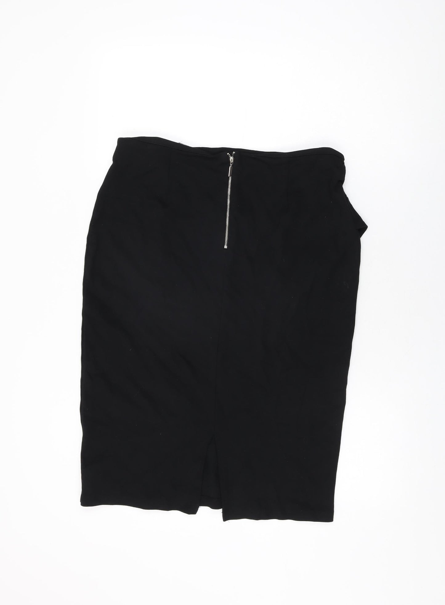 Marks and Spencer Womens Black Viscose Straight & Pencil Skirt Size 16 Zip