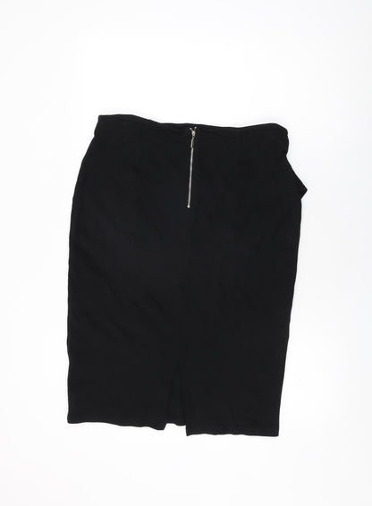 Marks and Spencer Womens Black Viscose Straight & Pencil Skirt Size 16 Zip