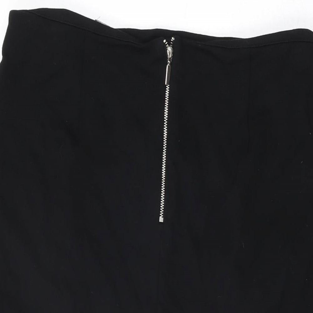 Marks and Spencer Womens Black Viscose Straight & Pencil Skirt Size 16 Zip