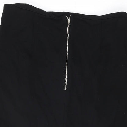 Marks and Spencer Womens Black Viscose Straight & Pencil Skirt Size 16 Zip