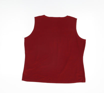 Feminine Womens Red Polyester Basic T-Shirt Size 18 Round Neck