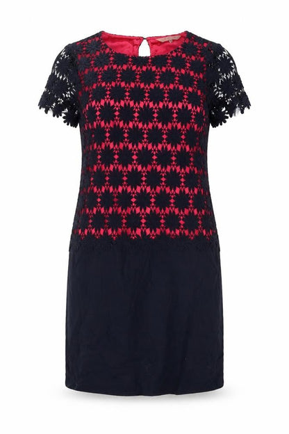 RJR.John Rocha Womens Blue Floral Cotton Shift Size 12 Round Neck Zip