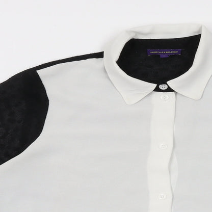 Vaudeville & Burlesque Womens White Polyester Basic Button-Up Size S Collared