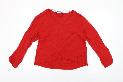 Womens UK Size S Zara Red Basic Blouse