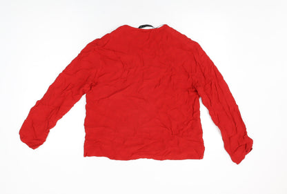 Womens UK Size S Zara Red Basic Blouse