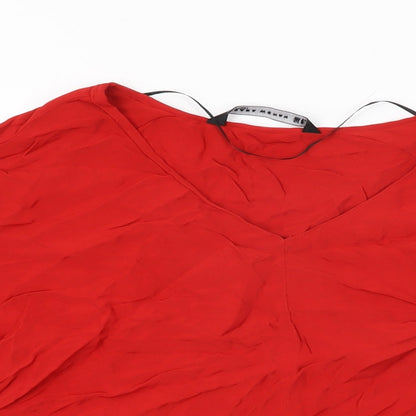 Womens UK Size S Zara Red Basic Blouse