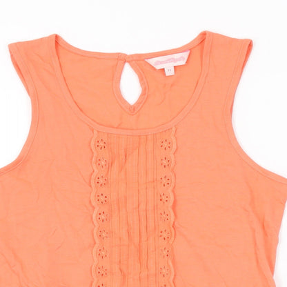 Board Angels Girls Orange Cotton Basic T-Shirt Size 13 Years Scoop Neck Pullover