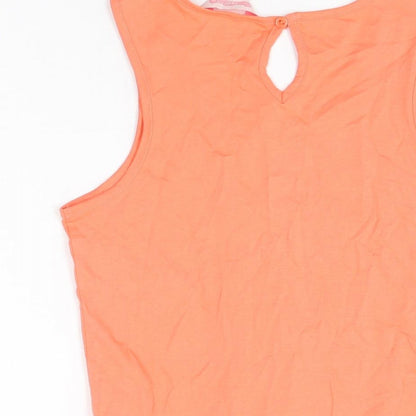 Board Angels Girls Orange Cotton Basic T-Shirt Size 13 Years Scoop Neck Pullover