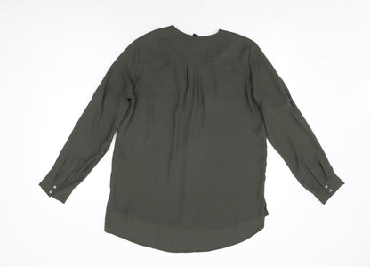 H&M Womens Green Polyester Basic Button-Up Size 8 V-Neck