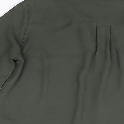 H&M Womens Green Polyester Basic Button-Up Size 8 V-Neck