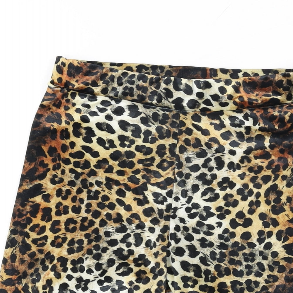 COLLUSION Womens Beige Animal Print Polyester Biker Shorts Size 8 L7.5 in Regular Pull On