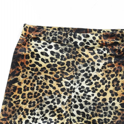 COLLUSION Womens Beige Animal Print Polyester Biker Shorts Size 8 L7.5 in Regular Pull On