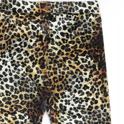 COLLUSION Womens Beige Animal Print Polyester Biker Shorts Size 8 L7.5 in Regular Pull On