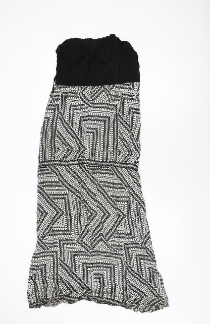 New Look Womens Black Geometric Viscose Maxi Size 10 Off the Shoulder Pullover