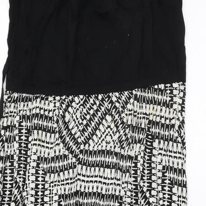New Look Womens Black Geometric Viscose Maxi Size 10 Off the Shoulder Pullover