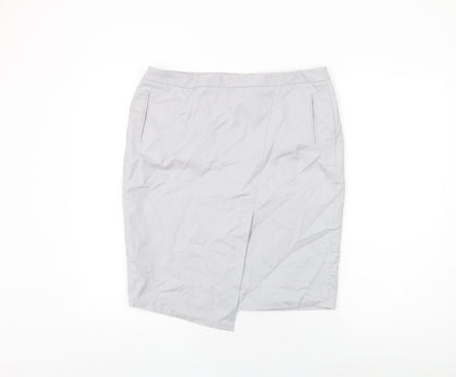 Autograph Womens Grey Cotton Straight & Pencil Skirt Size 14 Zip