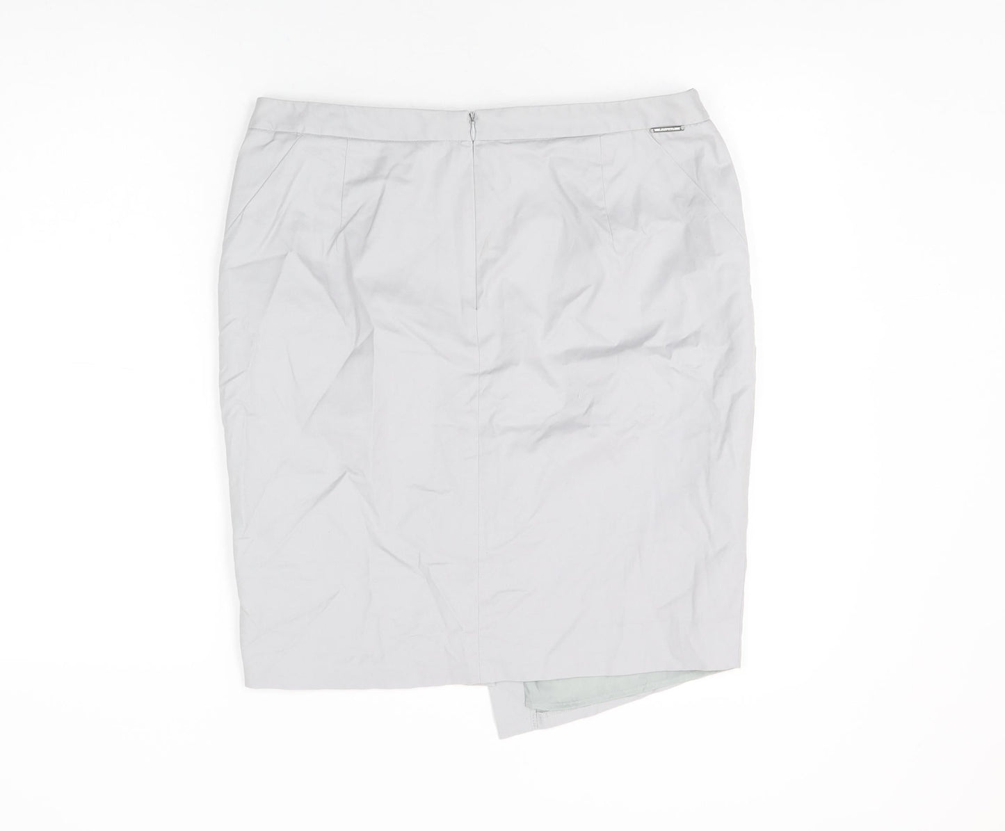 Autograph Womens Grey Cotton Straight & Pencil Skirt Size 14 Zip