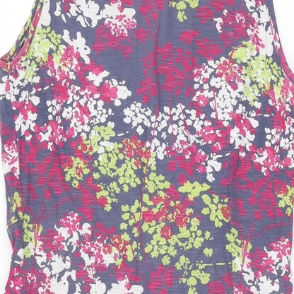 Adini Womens Grey Floral Cotton Shift Size M Round Neck Pullover