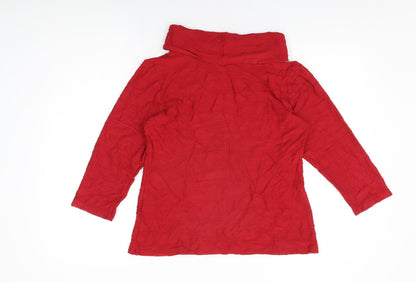 Womens UK Size 12 David Nieper Red Basic T-Shirt
